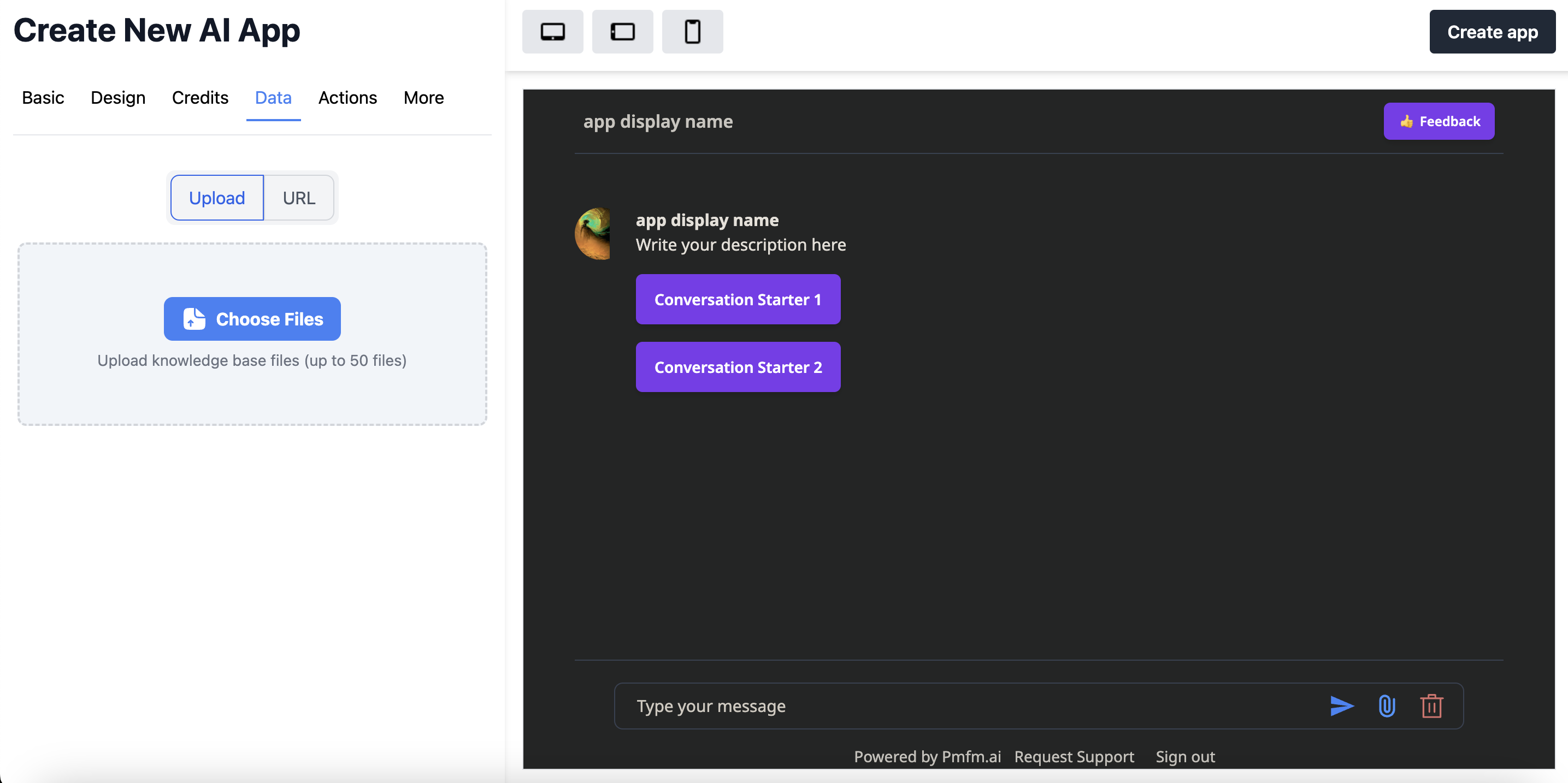 Knowledge base configuration interface