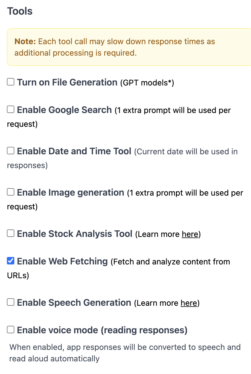 Enable Web Fetching in CalStudio - Tools Section Screenshot
